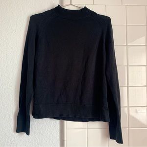 Everlane Washed Black Cotton Mockneck Sweater